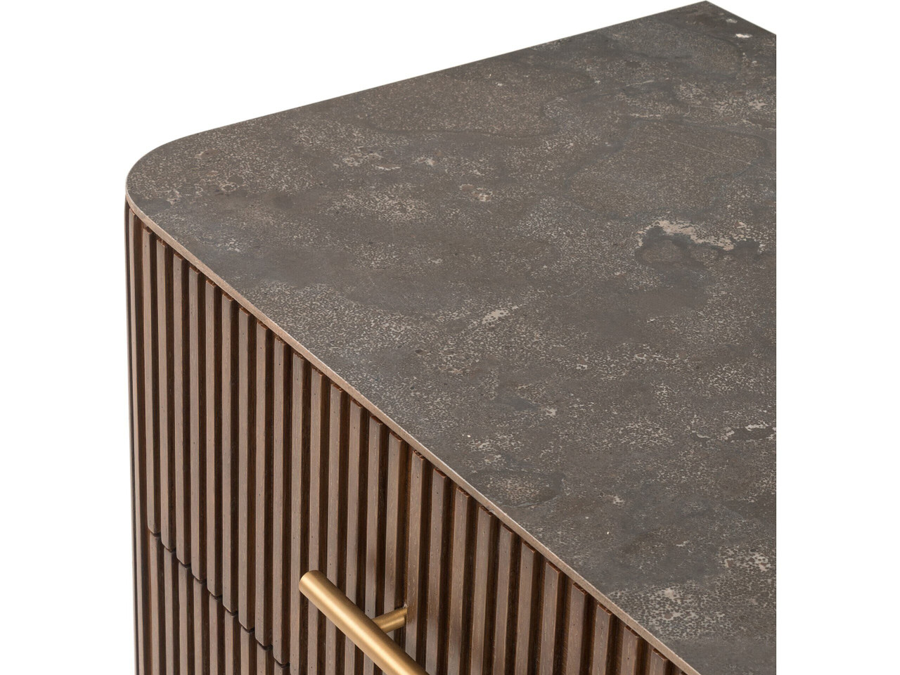 Fletcher Large Nightstand - Terra Brown Oak & Bluestone Top by Four Hands
