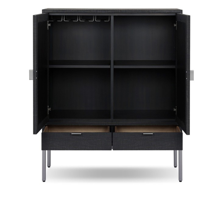 Cressida Bar Cabinet - Black Linen by Four Hands