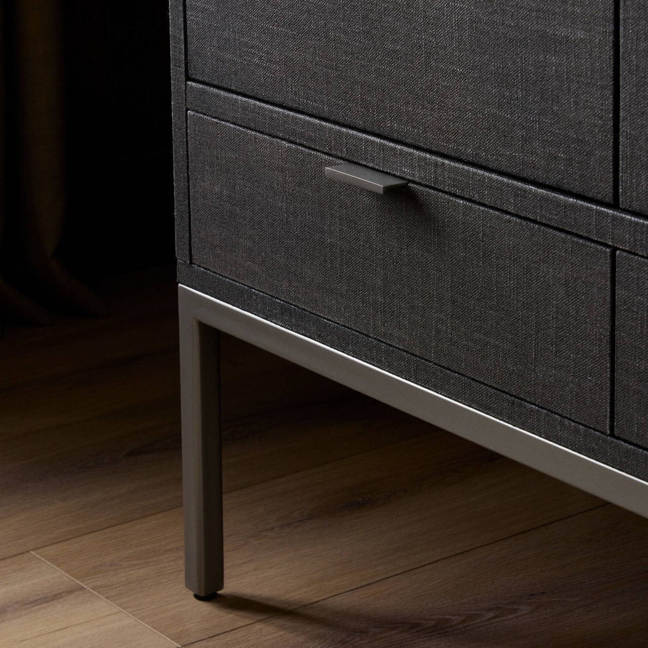 Cressida Bar Cabinet - Black Linen by Four Hands