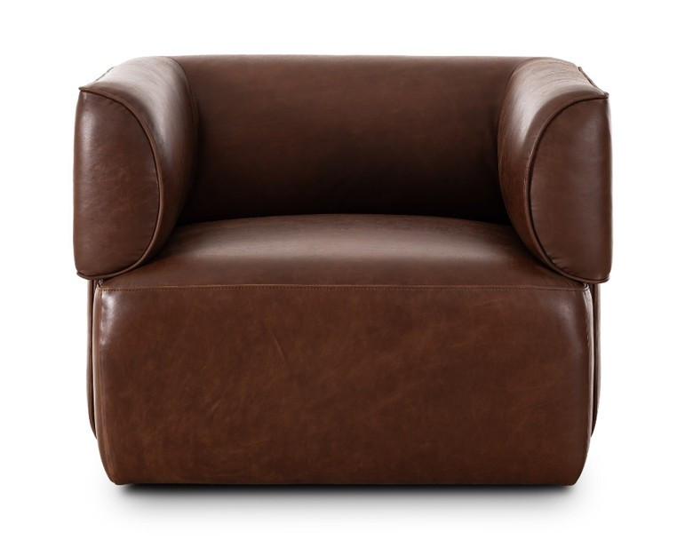 Pacey Swivel Accent Chair - Dulane Mahogany Leather by Four Hands