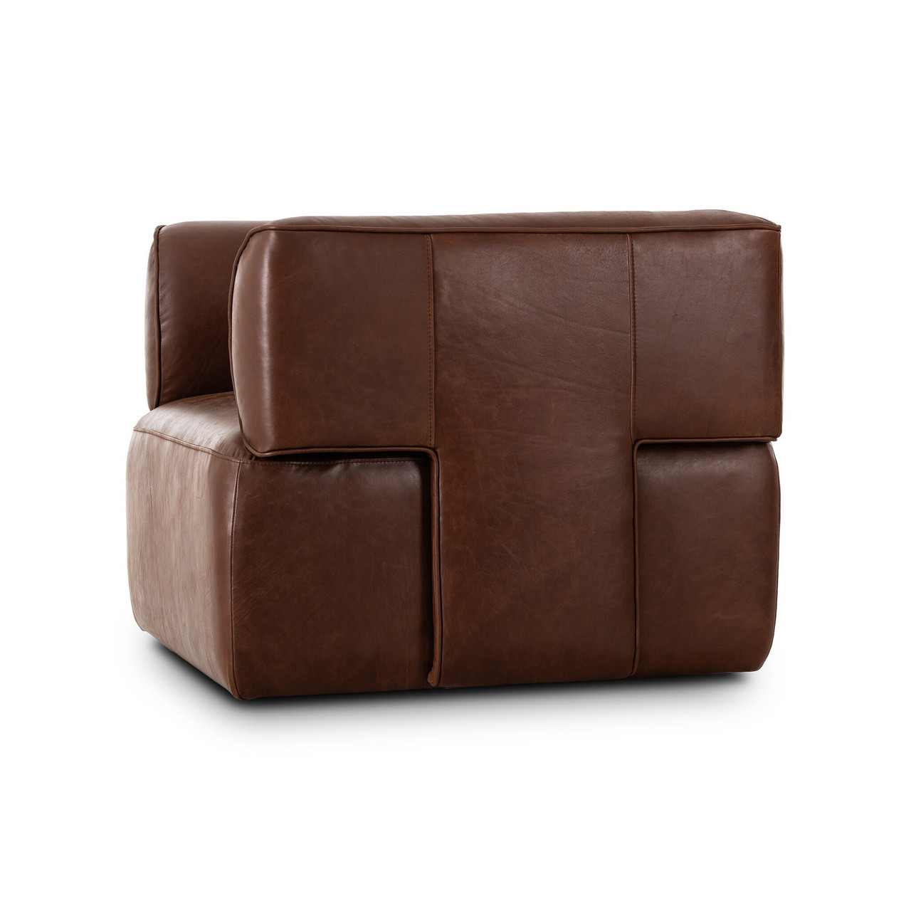 Pacey Swivel Accent Chair - Dulane Mahogany Leather by Four Hands