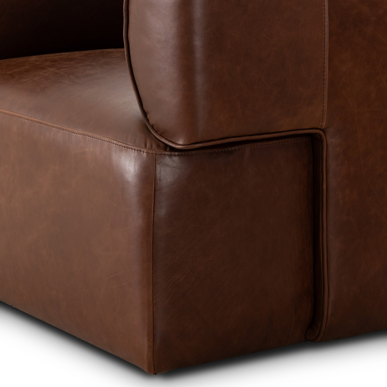 Pacey Swivel Accent Chair - Dulane Mahogany Leather by Four Hands