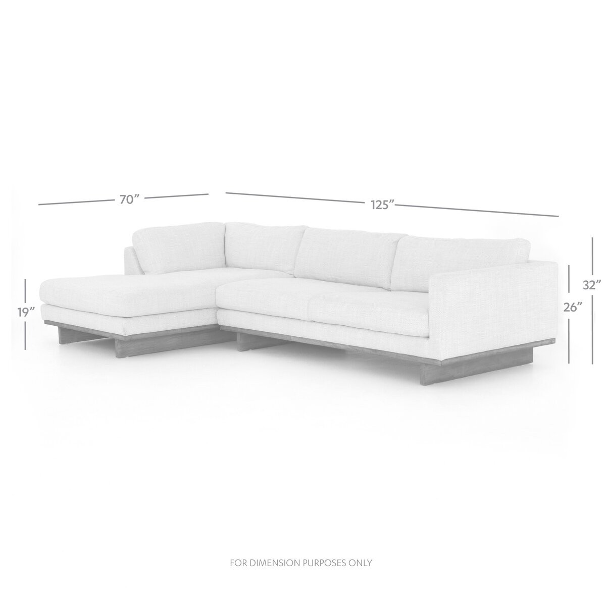 Everly 2-PC LAF Sectional Sofa 70" - Irving Taupe Performance Fabric by Four Hands