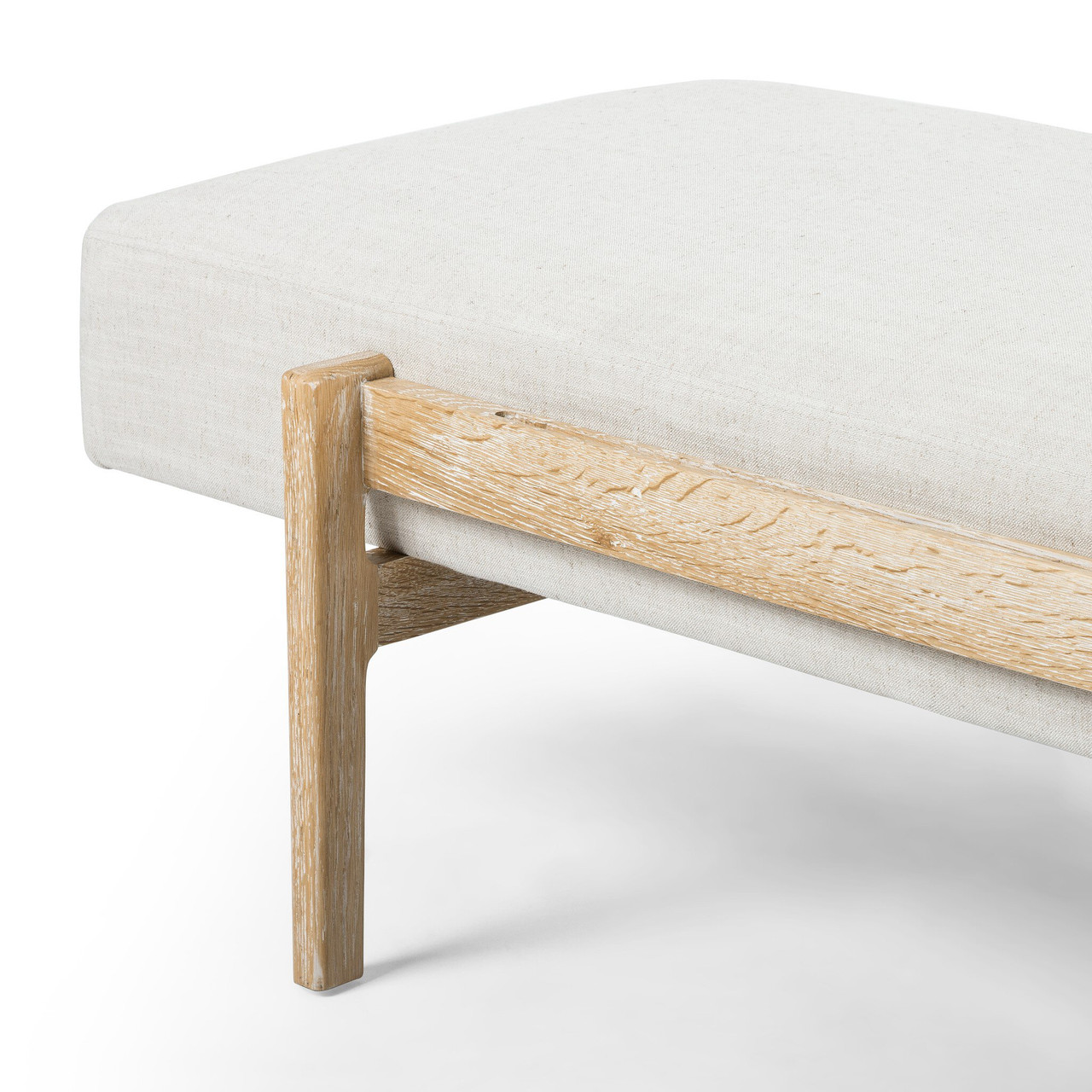 Fawkes Bench Vintage White Wash - Savoy Parchment by Four Hands