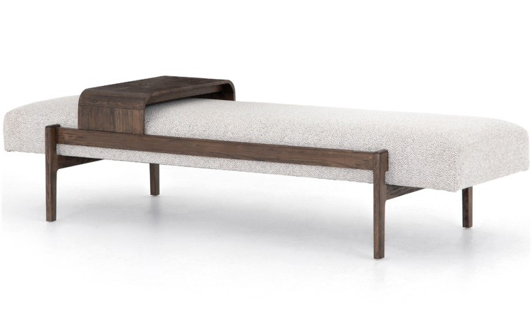 Fawkes Bench Vintage Sienna - Brunswick Pebble Performance Fabric by Four Hands