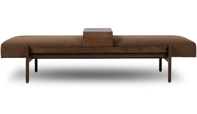 Fawkes Bench Vintage Sienna - Crypton Nomad Mushroom Performance Fabric by Four Hands