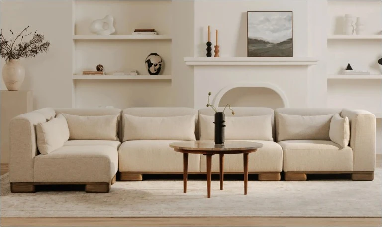 June U Shaped Modular Sectional - Oatmeal by Moe's Home Collection lifestyle