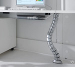 Close up of Valde Reception Desk optional Horizontal Cable Tray & Vertical Cable Duct by MDD Office Furniture