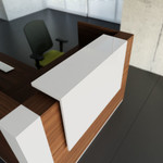 Tera Reception Desk close up of 73 High Gloss White optional lighting element by MDD Office Furniture