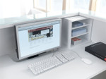 Linea Reception Desk optional monitor shelf & storage unit by MDD Office Furniture