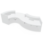 Valde LAV35L Curved Reception Desk w/ Countertop (ADA Compliant) - 165" w/ White Pastel Body + Worktop by MDD Office Furniture