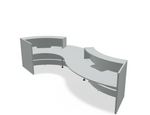 Valde LAV35L Curved Reception Desk w/ Countertop (ADA Compliant) - 165" w/ Aluminum Satinato Body + Worktop by MDD Office Furniture