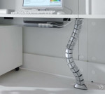 Close up of Valde Reception Desk optional Horizontal Cable Tray & Vertical Cable Duct by MDD Office Furniture