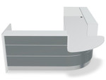 Valde Reception Desk LAV106L Front View (Grey High Gloss) by MDD Office Furniture