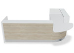 Valde Reception Desk LAV108L Front View (Natural Oak) by MDD Office Furniture