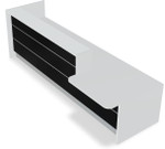 Valde Reception Desk LAV23L Front View (Black High Gloss) by MDD Office Furniture