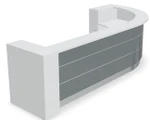 Valde Reception Desk LAV59L Front View (Grey High Gloss) by MDD Office Furniture
