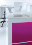 Valde Reception Desk close up of HPL Front without  ending storage unit by MDD Office Furniture
