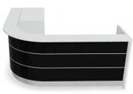 Valde Reception Desk LAV135L Front View (Black High Gloss) by MDD Office Furniture