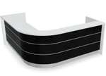 Valde Reception Desk LAV135L Front View (Black High Gloss) by MDD Office Furniture