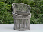 Palma Mocha All-Weather Rope Swivel Dining Chair with Midnight Cushion by Azzurro Living lifestyle