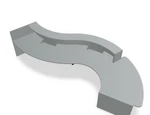 Valde 172" Curved Reception Desk w/ Right Countertop (ADA Compliant) - LAV39L w/ Aluminum Satinato Body + Worktop by MDD Office Furniture