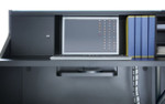 Close up of Valde Reception Desk optional accessories by MDD Office Furniture
