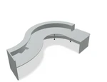 Valde 160" Curved Reception Desk w/ Right Countertop (ADA Compliant) LAV64L w/ Aluminum Satinato Body + Worktop by MDD Office Furniture