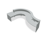 Valde 160" Curved Reception Desk w/ Left Countertop (ADA Compliant) LAV63L w/ Aluminum Satinato Body + Worktop by MDD Office Furniture