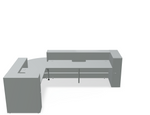 Valde 146" x 106" Corner Reception Desk w/ Countertop (ADA Compliant) - LAV122L w/ Aluminum Satinato Body + Worktop by MDD Office Furniture