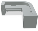 Valde LAV150L Corner Reception Desk - 111" x 111" w/ Aluminum Satinato Body + Worktop by MDD Office Furniture