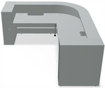 Valde LAV149L Corner Reception Desk - 111" x 99" w/ Aluminum Satinato Body + Worktop by MDD Office Furniture