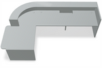 Valde LAV1451L Corner Reception Desk w/ Left Countertop (ADA Compliant) 135" x 69" w/ Aluminum Satinato Body + Worktop by MDD Office Furniture