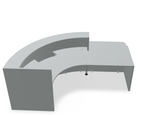 Valde LAV86L Curved Reception Desk w/ Right Countertop (ADA Compliant) 103" x 72" w/ Aluminum Satinato Body + Worktop by MDD Office Furniture