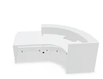 Valde LAV87L Curved Reception Desk w/ Left Countertop (ADA Compliant) - 103" x 72" w/ White Pastel Body + Worktop by MDD Office Furniture