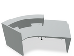 Valde LAV84L Curved Reception Desk w/ Right Countertop (ADA Compliant) - 96" x 58" w/ Aluminum Satinato Body + Worktop by MDD Office Furniture