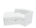Valde LAV85L Curved Reception Desk w/ Left Countertop (ADA Compliant) - 96" x 58" w/ White Pastel Body + Worktop by MDD Office Furniture
