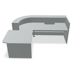 Valde LAV143L Corner Reception Desk w/ Left Countertop (ADA Compliant) 107" x 76" w/ Aluminum Satinato Body + Worktop by MDD Office Furniture