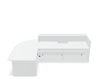 Valde LAV1131L Corner Reception Desk w/ Left Countertop (ADA Compliant) 107" x 76" w/ White Pastel Body + Worktop by MDD Office Furniture