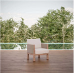 Biscayne Teak High Back Club Chair + Champagne Cushion by Azzurro Living Lifestyle