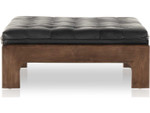 Halston Tufted Cocktail Ottoman - Heirloom Black Leather by Four Hands