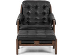 Halston Tufted Sling Chair + Ottoman + Heirloom Black Leather by Four Hands