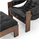 Halston Tufted Sling Chair + Ottoman + Heirloom Black Leather by Four Hands