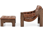 Halston Tufted Sling Chair + Ottoman - Heirloom Sienna Leather by Four Hands