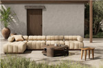 Roma Outdoor 4-PC Sectional Sofa + Ottoman - Hayes Cream by Four Hands