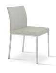 Aria Metal Dining Chair in light grey leatherette upholstery w/ chrome base by sohoConcept