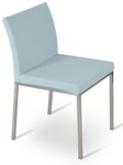 Aria Metal Dining Chair in sky blue camira wool upholstery w/ stainless steel base by sohoConcept