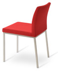 Aria Metal Dining Chair in red camira wool upholstery w/ stainless steel base by sohoConcept