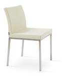 Aria Metal Dining Chair in cream ppm upholstery w/ stainless steel base by sohoConcept