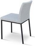 Aria Metal Dining Chair in silver camira wool upholstery w/ black powder base by sohoConcept